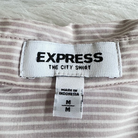 Express Sleeveless Button Up Shirt Pink White Stripe The City Shirt Size Medium - Picture 4 of 7